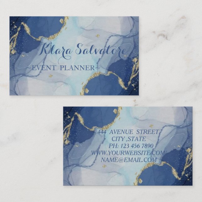 Gorgeous Awesome Beautiful Blue Marble Business Card (Front/Back)