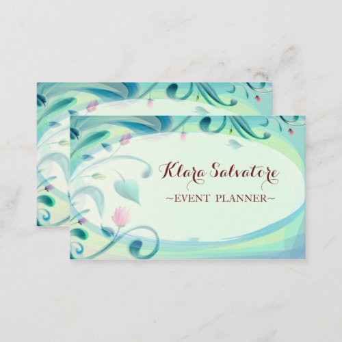 Gorgeous Awesome Beautiful Green With Flowers Business Card