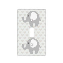 Gorgeous Baby Elephant in Neutral Gray Light Switch Cover