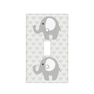 Gorgeous Baby Elephant in Neutral Gray Light Switch Cover