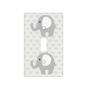 PERSONALIZED BABY ELEPHANT NAVY BLUE GRAY CHEVRON SWITCH PLATE COVER NURSEY 