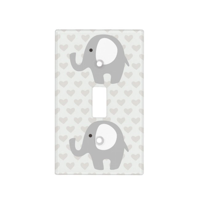 Gorgeous Baby Elephant in Neutral Gray Light Switch Cover (Front)