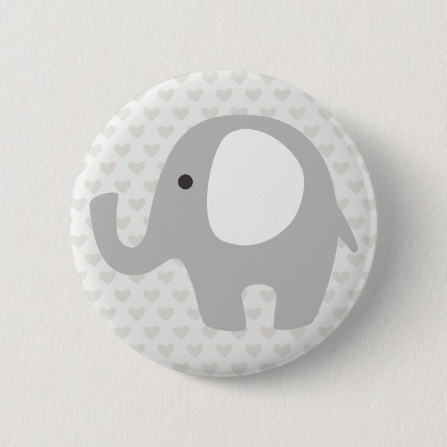Gorgeous Baby Elephant in Neutral Gray Pinback Button (Front)