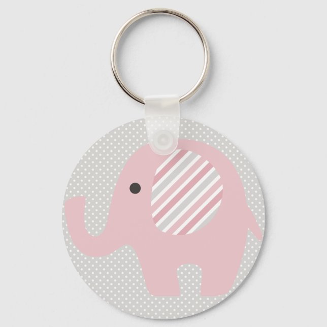 Gorgeous Baby Elephant in Pink Keychain (Front)