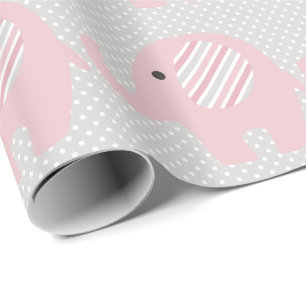 Gorgeous Baby Elephant in Pink Wrapping Paper