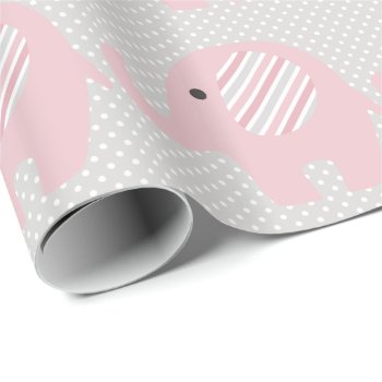 Gorgeous Baby Elephant In Pink Wrapping Paper by Precious_Baby_Gifts at Zazzle