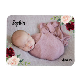 Gorgeous Baby Girl Blush Flowers Photo Magnet