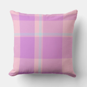 Gorgeous Baby Pink and Purple Plaid Pattern Throw Pillow
