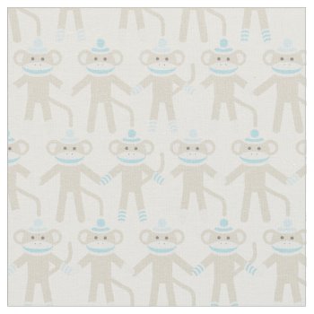 Gorgeous Baby Sock Monkey Pattern Fabric by Precious_Baby_Gifts at Zazzle
