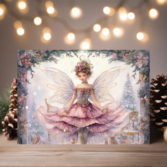 Gorgeous Ballerina Sugarplum Fairy Christmas Holiday Card (Creator Uploaded)