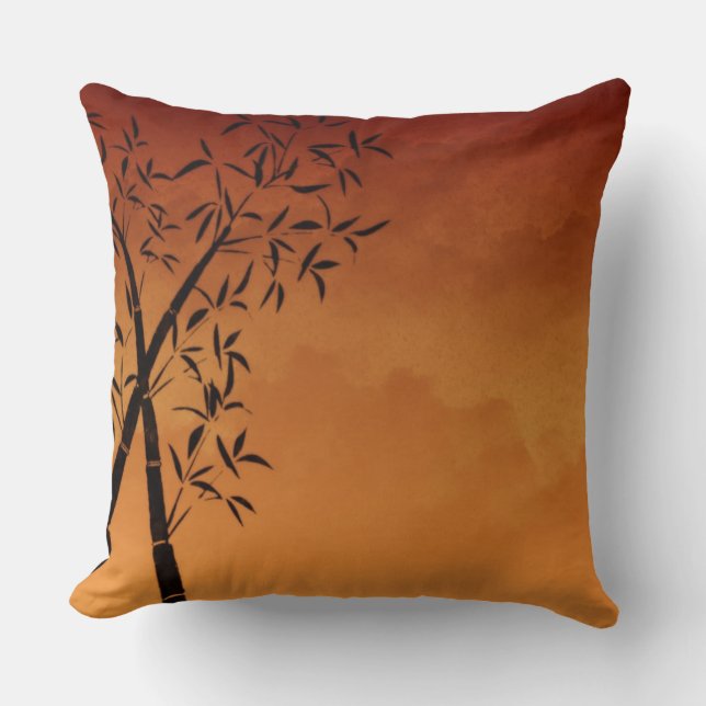 Gorgeous Bamboo and mountain view Throw Pillow (Front)