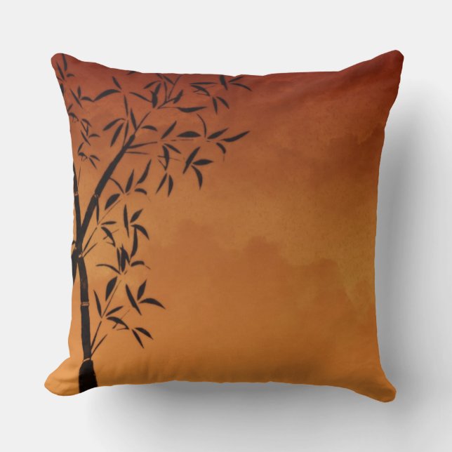 Gorgeous Bamboo and mountain view Throw Pillow (Front)