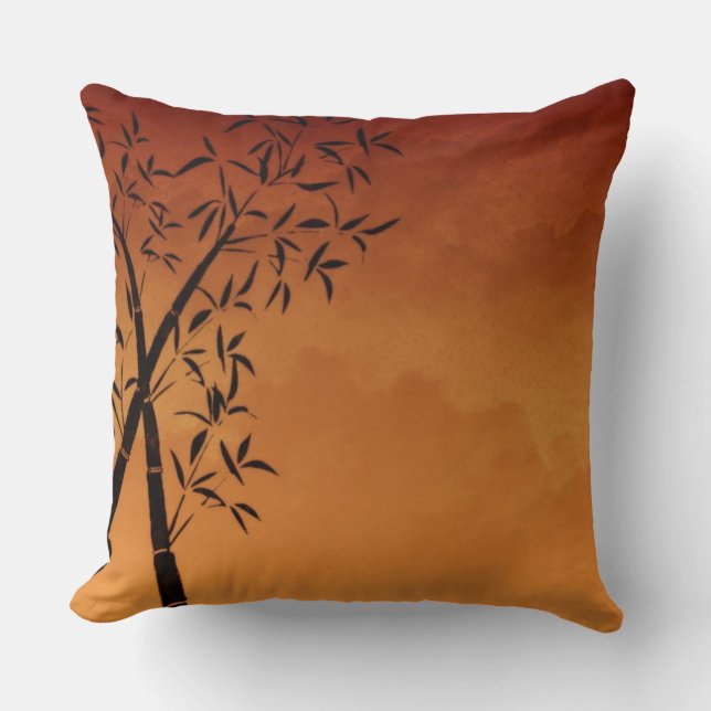 Gorgeous Bamboo and mountain view Throw Pillow (Front)