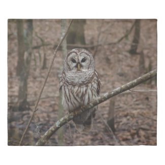 Barred Owl in Forest Duvet Cover