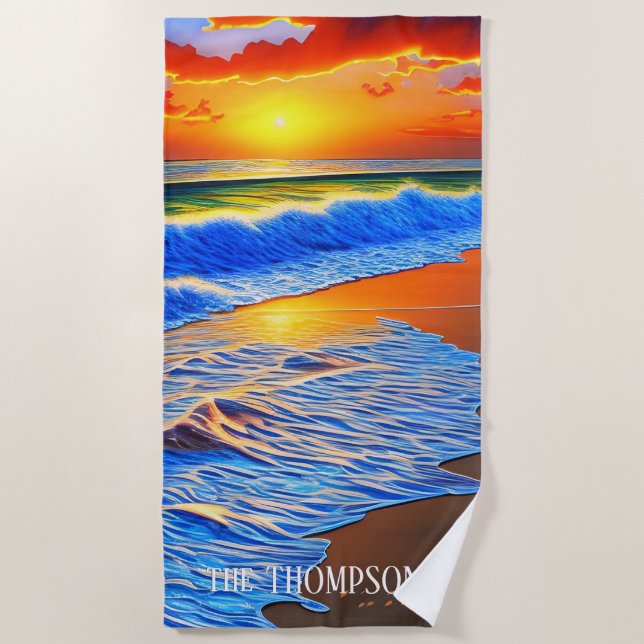 Gorgeous beach sunset beach towel (Front)