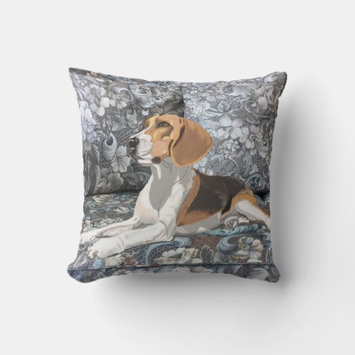 Gorgeous Beagle Sitting Down Throw Pillow