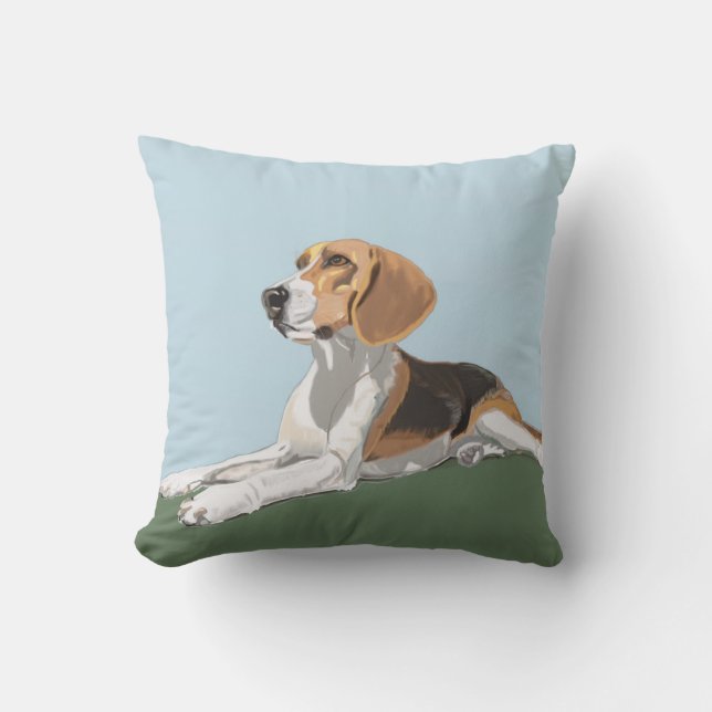 Gorgeous Beagle Sitting Down Throw Pillow (Front)