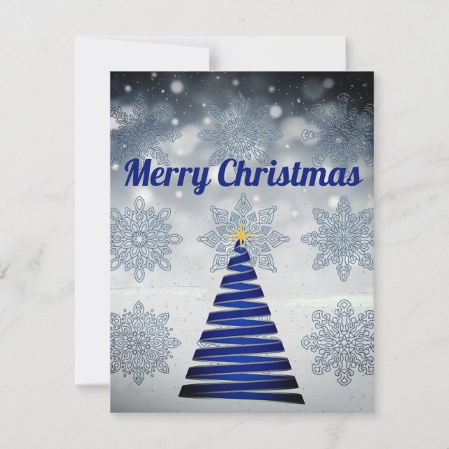 Gorgeous Beautiful Blue Sparkly Holiday Card (Front)
