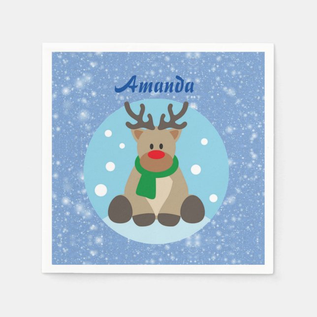 Gorgeous Beautiful Christmas Reindeer    Napkins (Front)