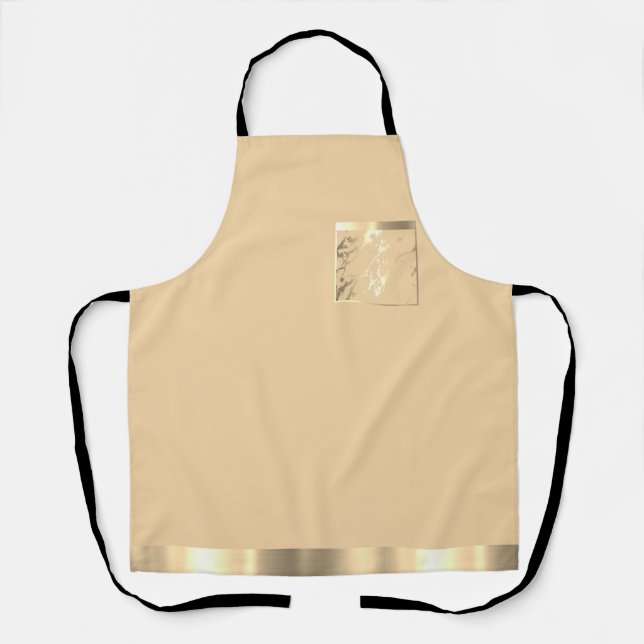 Gorgeous Beige and Gold Marble Design Apron (Front)