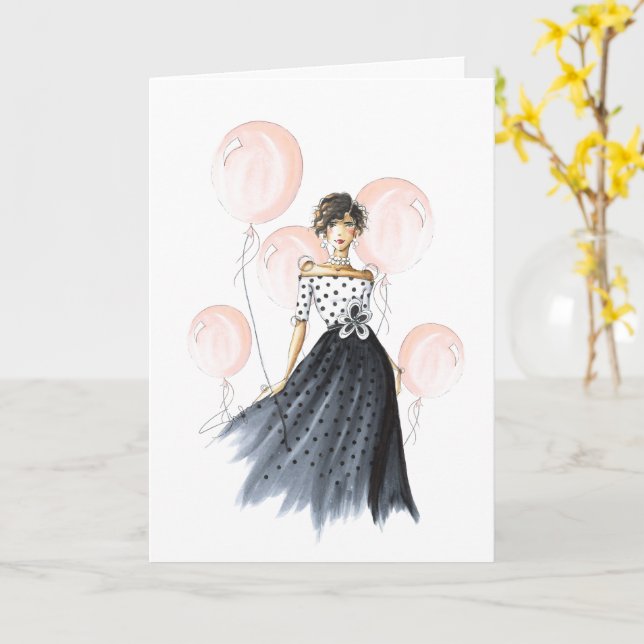 "Gorgeous Birthday" Fashion Illustrated Birthday Card