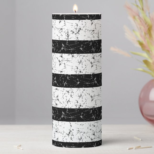 Gorgeous black and white batik designed pillar candle (In Situ)