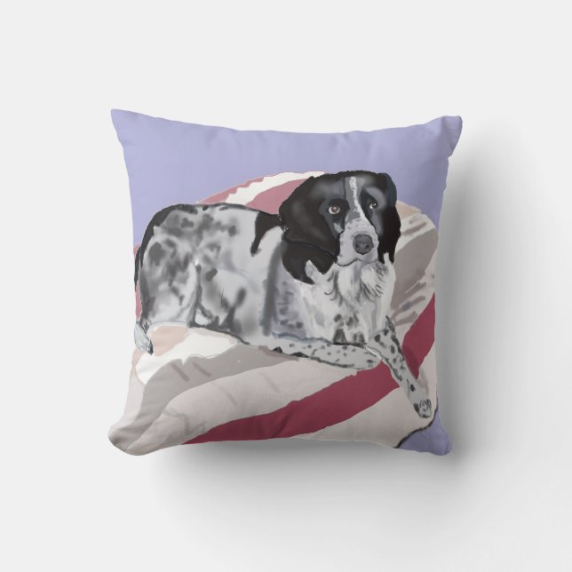 Gorgeous Black and White Springer Spaniel Throw Pillow (Front)