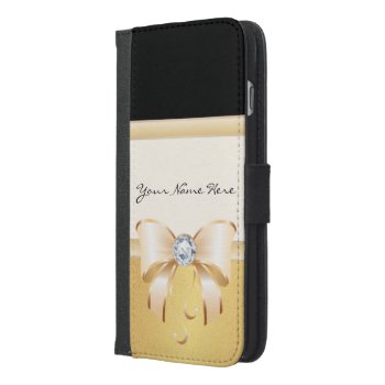 Gorgeous Black & Distressed Gold With Cute Bow Iphone 6/6s Plus Wallet Case by suchicandi at Zazzle