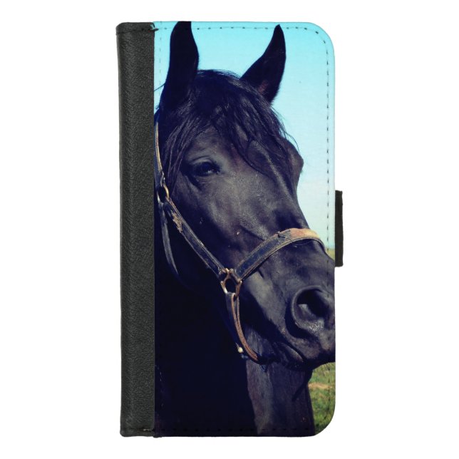 Gorgeous Black Horse iPhone Wallet Case (Front)