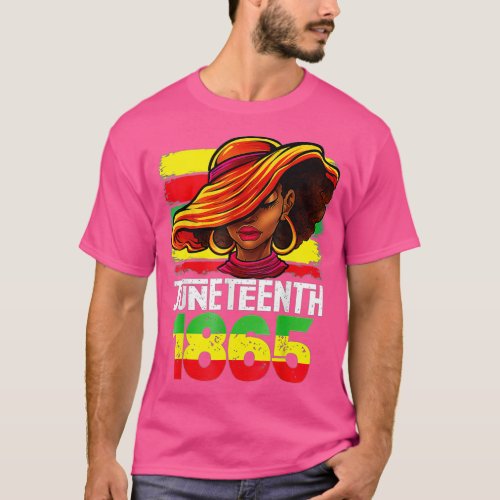 Gorgeous Black Lady Hat Juneteenth Celebrate 1865  T_Shirt