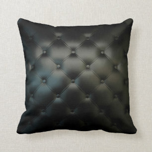 Gorgeous Black Leather Texture Throw Pillow