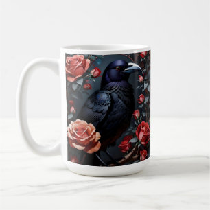 Gorgeous Black Raven Rose Garden Coffee Mug