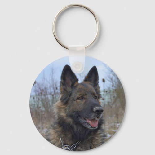 Gorgeous Black_saddled German Shepherd Keychain