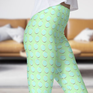 Gorgeous Blue and Sea Green Polka Dot Pattern Leggings