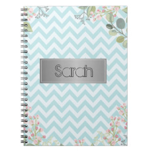 Gorgeous Blue And White Background, Cool Flowers Notebook