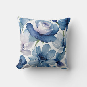 Gorgeous Blue and White Floral Throw Pillow