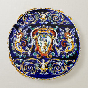 Gorgeous Blue Angels and Cherubs Round Pillow