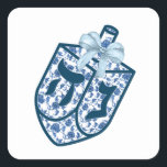 Gorgeous Blue Driedel Chinoiserie  Stickers<br><div class="desc">Beautiful Blue Dreidel Chinoiserie Hanukkah Menorah sticker with name personalization! Measuring 1.5"x1.5" /20 per sheet! Great for party favors,  seals for envelopes & more!</div>