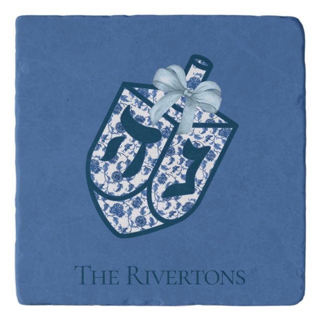 Gorgeous Blue Driedel Chinoiserie  Trivet (Front)