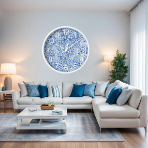 Gorgeous blue hydrangeas - floral pattern clock