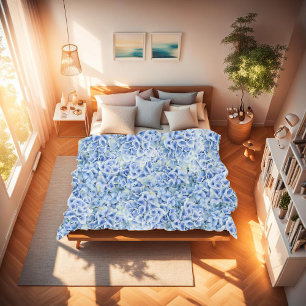 Gorgeous blue hydrangeas - floral pattern  duvet cover