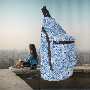 Gorgeous blue hydrangeas - floral pattern  sling bag
