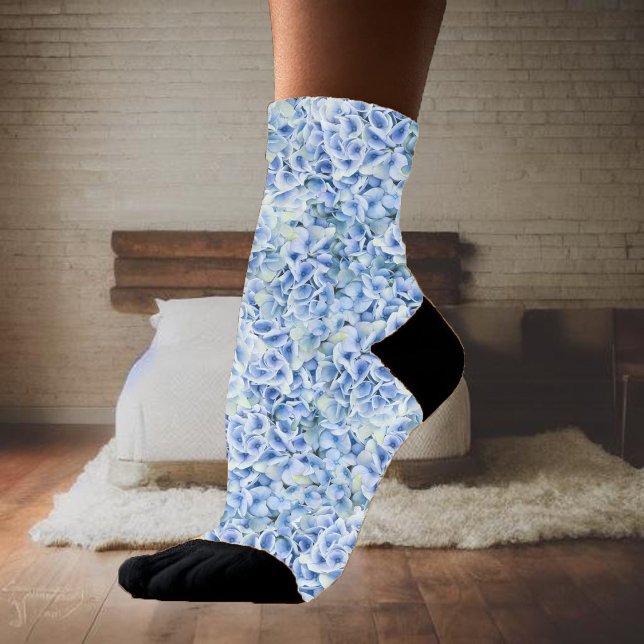 Gorgeous blue hydrangeas - floral pattern  socks (Creator Uploaded)