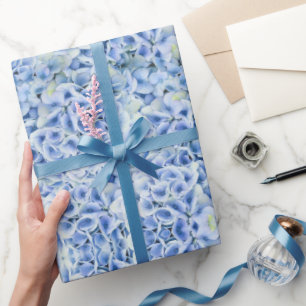 Gorgeous blue hydrangeas - floral pattern  wrapping paper
