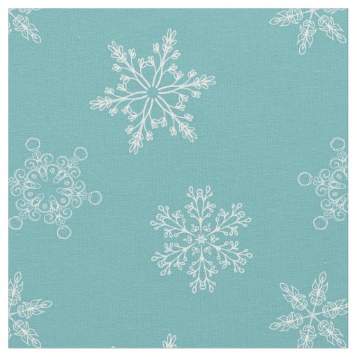 Gorgeous Blue Snowflakes Christmas Pattern Fabric