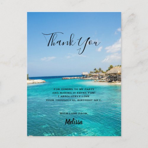 Gorgeous Blue Tropical Beach Thank You Postcard