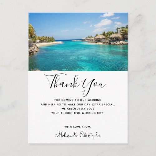 Gorgeous Blue Tropical Beach Thank You Wedding Postcard
