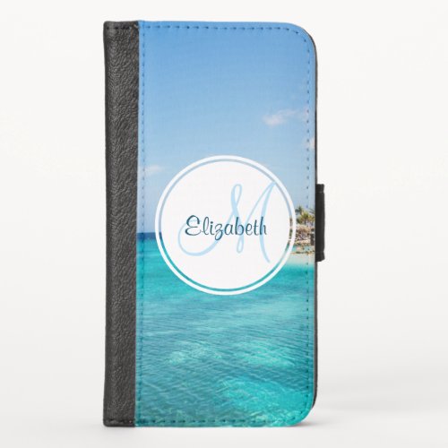 Gorgeous Blue Tropical Beach with Thatched Huts iPhone X Wallet Case