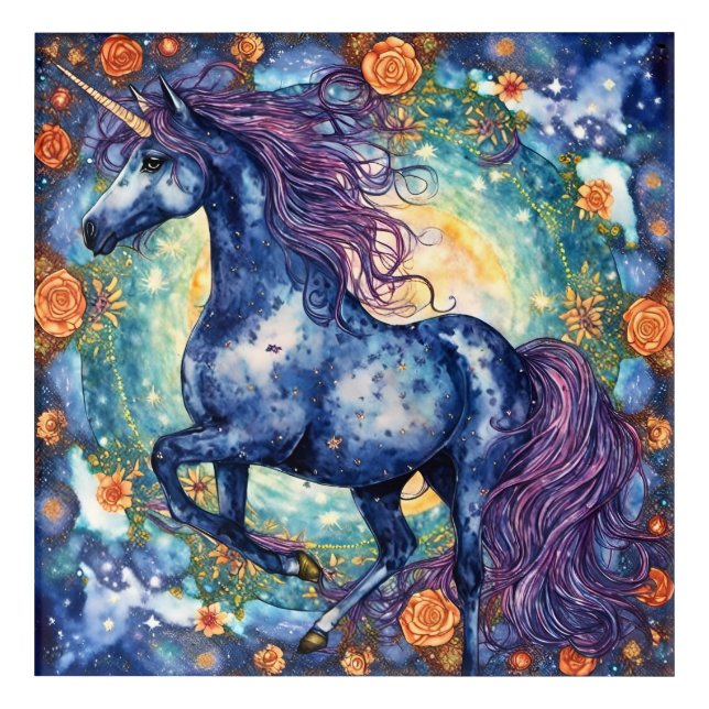 Gorgeous Blue Unicorn Acrylic Print (Front)