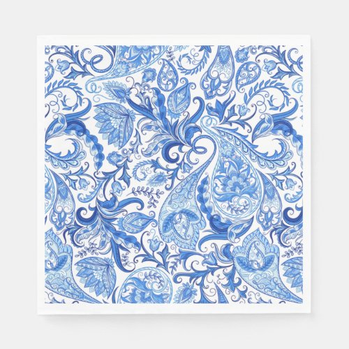 Gorgeous Blue White Floral Paisley Art Pattern Napkins